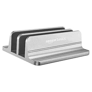 Amazon Basics Vertical Laptop Stand - Adjustable Dual Slot Design